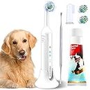 Ninibabie Dog Tooth Brushing Kit,Sonic Electric Toothbrush for Dog,Plaque and Tartar Remover,Dog Toothbrush and Toothpaste&Fingerbrush (White)
