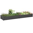 Outsunny 96" x 24" x 10" Wooden Raised Garden Bed with 2 Planter Box and Non-Woven Fabric Liner for Backyard, Patio to Grow Vegetables, Herbs, and Flowers, Grey