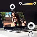 Video Conference Lighting Kit，Ring Light Clip on Laptop Monitor with 3 Dimmable Color for Webcam Lighting/Zoom Meeting/Remote Working/Online Teaching and Live Streaming (With Tripod)