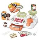 Pretend Play Calculator Cash Register Toy, 36 PCS Supermarket Shop Toys with Scanner, Play Food, Play Money for Kids, Grocery Store for Boys & Girls，Gifts for Ages 3 4 5 6 (Green)