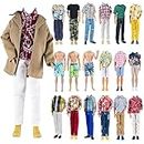 E-TING 10-Item Fantastic Pack = 5 Sets Fashion Casual Wear Clothes Outfit for Boy Doll Random Style (Casual Wear Clothes + Khaki Long Jacket Overcoat)