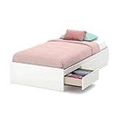 South Shore Furniture Little Smileys Twin Mates Bed with 3 Drawers, Pure White