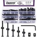 Swpeet 120Pcs Crib Hardware Screws, Black M6 × 35/45/55/65/75mm Hex Socket Head Cap Crib Baby Bed Bolt and Barrel Nuts with 1 x Allen Wrench Perfect for Furniture, Cots, Crib Screws