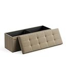 SONGMICS 43 Inches Folding Storage Ottoman Bench, Storage Chest, Foot Rest Stool, Bedroom Bench with Storage, Light Taupe ULSF077R01
