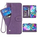 ELISORLI Compatible avec LG G8X ThinQ V50S Thin Q Wallet Case Dragonne Cuir Flip Card Holder Holder Cell Accessories Folio Wallet Phone Cover for LGG8XThinQ GX8 8X Women Men - Violet