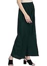 Vetements Girl's Cotton Solid Palazzo Pants Color Dark Green Size 2XL