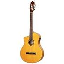 Ortega Guitars Left Handed Flamenco Guitar - Family Series Pro - 4/4 Size - Electro Acoustic - Spruce and Cypress with High Gloss Finish, Yellow - Includes Gig Bag (RCE170F-L)