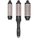 PHOEBE 3 in 1 Thermal Brush Set Heated Round Brush, Create Loose Volume Curls With Digital Display 3 Heat Settings Ceramic Tourmaline Ionic Hair Curling Wand Dual Voltage 1.25Inch & 1.5Inch & 1.77Inch