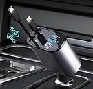 KLYXI Retractable Car Charger | 4 in 1 Car Charger 100W | Car Phone Charger | 2x Retractable Cables | Lightening | USB C | 2x USB Ports | Compatible with iPhone, Android, Samsung Galaxy, Google,Huawei