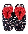Lazy One Fuzzy Feet Slippers for Women, Cute Fleece-Lined House Slippers, Candy Cane, Non-Skid