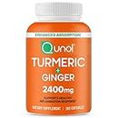 Qunol Turmeric Curcumin with Black Pepper & Ginger, 2400mg Turmeric Extract with 95% Curcuminoids, Extra Strength Supplement, Enhanced Absorption, Joint Support Supplement, 105 Count