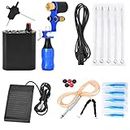 COMBR Complete Tattoo Kit Professional Rotary Tattoo Machine/Hand Grip/Mini Power/Foot Pedal/Clip Cord/Nozzle Tips Supplies - blue