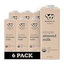 Mooala Organic Simple Almond Milk, 32oz - 3 Ingredient, Shelf Stable, No Gums, No Oils, No Fillers, Unsweetened, Non-GMO, No Additives, Dairy Free Plant Based Milk, 6 pack