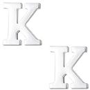 FURE Elegant K Initial Metal Collar Pins (Rhodium) for Men and Women - Set of 2