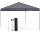 10x10 Pop Up Canopy Tent Adjustable Straight Leg Heights w/Wheeled Bag Rope Grey
