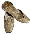 Royal Footwear Women?s Embroidered Rajasthani Mojari's Women Ethnic Footwear Mojari/Punjabi Jutti - (ROYL-MOJRI-01-SIZE:08) Beige