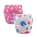 ALVABABY Swim Diapers 2pcs Baby & Toddler Snap One Size Reusable Adjustable Baby Girls' Swim Diapers SW09-10-AU