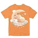 Heybroh Kids T-Shirt Cute Sleeping Fox & Butterfly in Watercolor 100% Cotton Boy's Girl's Regular Fit Unisex T-Shirt (Orange; 9-10 Years)