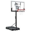 Anymay Portable Basketball Hoop Outdoor, 4.8-10FT Height Adjustable Basketball Hoop Goal System with 48Inch Steel Frame Backboard and Portable Wheels for Adults, Black