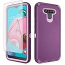 Asuwish Phone Case for LG K51/Reflect LTE/Q51 with Screen Protector and Cell Cover Hybrid Rugged Shockproof Hard Protective Accessories LGK51 K 51 51K L555DL 2020 LGK51Phone LG51Cases Women Men Purple