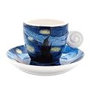 Coffeezone Vincent Van Gogh Art The Starry Night Porcelain Espresso Coffee Cup Saucer (Espresso 3 oz)