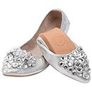 KUNWFNIX Women Ballet Flats Rhinestone Wedding Ballerina Shoes Foldable Sparkly Comfort Slip on Flat Shoes