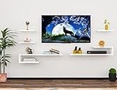 DAS Wall Mount TV Entertainment Unit/with Set Top Box Stand and 3 Wall Shelves Display Rack Frosty White (Ideal for up to 40") Screen- Zeenat