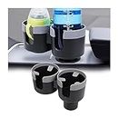 CGEAMDY Double Hole Car Cup Holder, Extendable Base Car Cup Holder, Car 2 in 1 Multi-Function Bottles Holder, Console Accessories Universal Adjustable Bottle Storage Rack for Vehicles(Grey)