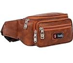 Swanky Leather Waist Pack Travel Bag for Money|Belt| Cards| Mobile|Documents|Books and Bills Dairy Pouch Cross Side Bags for Men Women. with Belt Stylish Waist Luggage Accessories with Trust, Brown