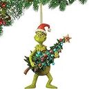 Analysis Welcome Christmas Ornament Feliz Navidad de Grinch con corazón 2022 para árbol familia amigo ambiente de vacaciones decoraciones (B)