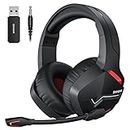 BINNUNE 2.4G Wireless Gaming Headset with Microphone for PC PS4 PS5 Playstation, Casque Gaming Sans Fil Bluetooth Gamer Headphones with Mic for Computer Laptop