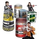 NERF BUNKR Officially Licensed Battle Royale Inflatable Bunker Battlezone - 5 Piece Barricade Set Includes crates and Barrels - Perfect for NERF Party and NERF War Multicolor