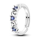 NARMO Adjustable Open Ring Moon Star Rings 925 Sterling Silver Rings for Women Girls Stackable Finger Rings