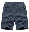 Rdruko Men's Outdoor Sports Hiking Shorts Lightwight Summer Running Athletic Shorts(Dusty Blue, US XL)