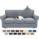 YEMYHOM 2024 Newest Pattern 4 Pieces Couch Covers for 3 Cushion Couch High Stretch Thickened Sofa Cover for Pets Anti Slip Elastic Slipcovers Living Room Furniture Protector (Sofa, Light Grey)