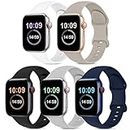 OYODSS 5 Pack Bands Compatible with Apple Watch Band 38mm 40mm 41mm 42mm 44mm 45mm 49mm, Silicone Sport Strap for iWatch Ultra SE Series 8 7 6 5 4 3 2 1 Women Men Stone/Black/White/Grey/Navy Blue