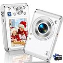 Digital Camera, AutoFocus 4K Vlogging Camera with Dual Camera 48MP 16X Digital Zoom Kids Compact Camera with 32GB Memory Card Portable Point and Shoot Cameras for Teens Beginner (White)