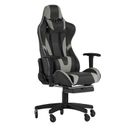 Flash Furniture CH-187230-GY-RLB-GG X20 Swivel Gaming Chair - LeatherSoft Back & Seat, Black/Gray, Fully Reclining Back, Slide-Out Footrest