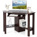Wooden Corner Desk With Drawer Computer PC Table Study Office Room Brown