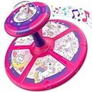 Flooyes Unicorn Sit and Spin Toy, Birthday Gift for Girls Age 1 2 3 4 Years Old, Toddler Toys, with LED and Music, 360° Spin