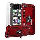 ULAK iPod Touch 7 Case, iPod Touch 6 Case, Hybrid Rugged Shockproof Cover with Built-in Kickstand for Apple iPod Touch 7th/6th/5th Generation (Red)