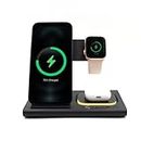 SAIFTECH Foldable 4-in-1 Wireless Charger with Night Light Transparent Magnetic [Dual 15W Fast Charging] for iPhone 15/14/13/12/11/X, AirPods 2/3/Pro, Apple Watch 9/Ultra/8/7/SE2/SE/6/5/4