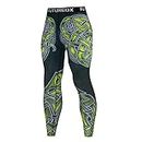 Men's Quick Dry Cool Compression Fit Tights Leggings Winter Base Layer Sports Running Leggings Men's Light Speed Compression Tights Fitness Sportwear Tracksuit Waistband Green
