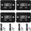 4 Pieces Hour Meters for Small Engines Inductive Digital Engine Meter Automatically Shutdown Tachometers Small Hour Tachometers for Motorcycle Lawn Mower Generator Chainsaws (Black)