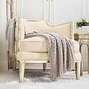 CREVENT Coperta lavorata a maglia per divano, sedia, letto, decorazione per la casa, morbida, calda, accogliente, leggera, per primavera estate (127 x 152 cm, beige/kaki)