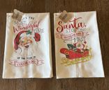 Mud Pie Christmas Santa Towel Set of Two 100% Cotton-Colorado