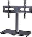 PERLESMITH Swivel Universal TV Stand Mount for 32-80 Inch LCD OLED Flat/Curved Screen TVs up to 99lbs-Height Adjustable Table Top TV Stand/Base with Tempered Glass Base&Wire Management,VESA 600x400mm