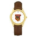 Unisex Gold/Brown Tuskegee Golden Tigers Team Logo Leather Wristwatch