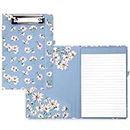 Vera Bradley Blue Mini Clipboard Folio with Refillable Lined Notepad, Padfolio with Interior Pocket and Pen Loop, Falling Daisies Sky