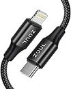 ZOUL USB Type C to Lightning MFI Certified 20W Power Delivery Fast Charging Nylon Braided Data Cable Compatible for iPhone 14, 13, 12, 11, X, XR, XS, XS Max, 8, iPad Air Pro Mini (1M, Black)